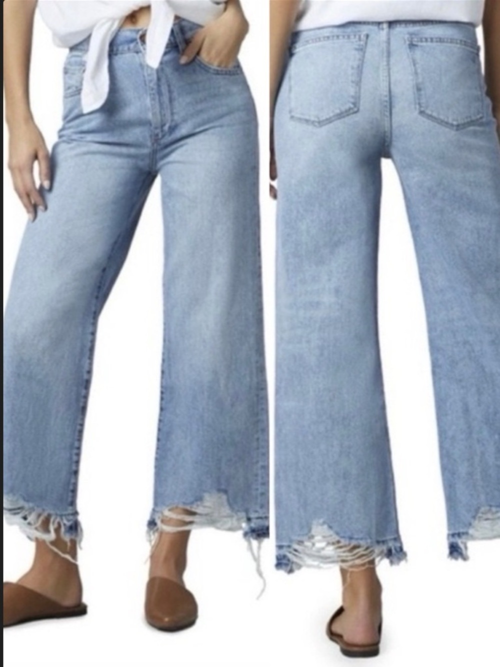 DL1961 Hepburn High-Rise Wide Leg Jeans Slate Raw Hem Size 28
